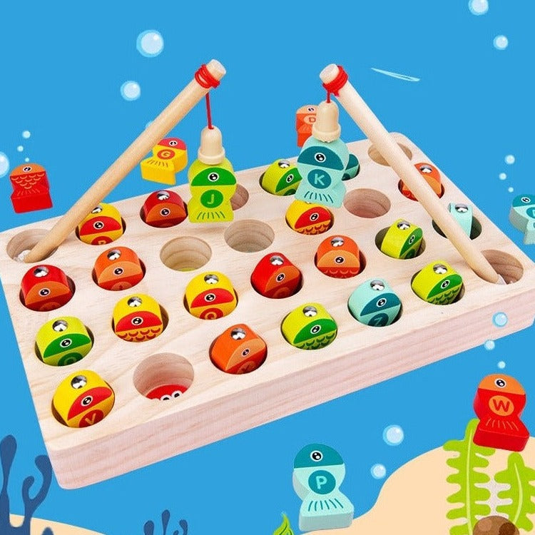 wooden magnetic fishing game